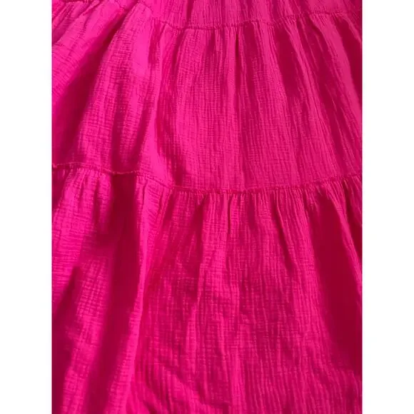Victoria Dunn Folly Gauzy Pink Tiered Ruffled Sleeve Maxi Dress Size‎ Medium